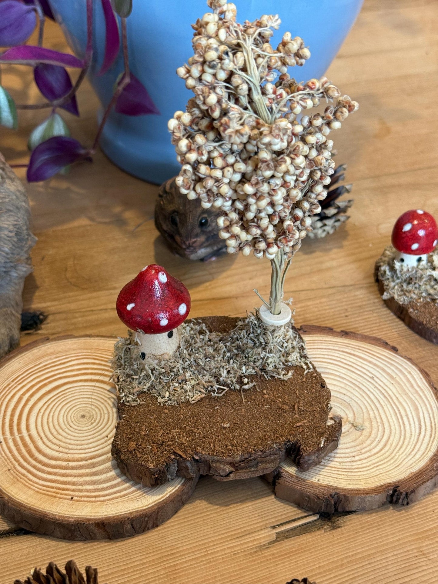 Mossy Woodland Spray Holder Hamster Mushroom Chew Toy Fairy Cage Theme