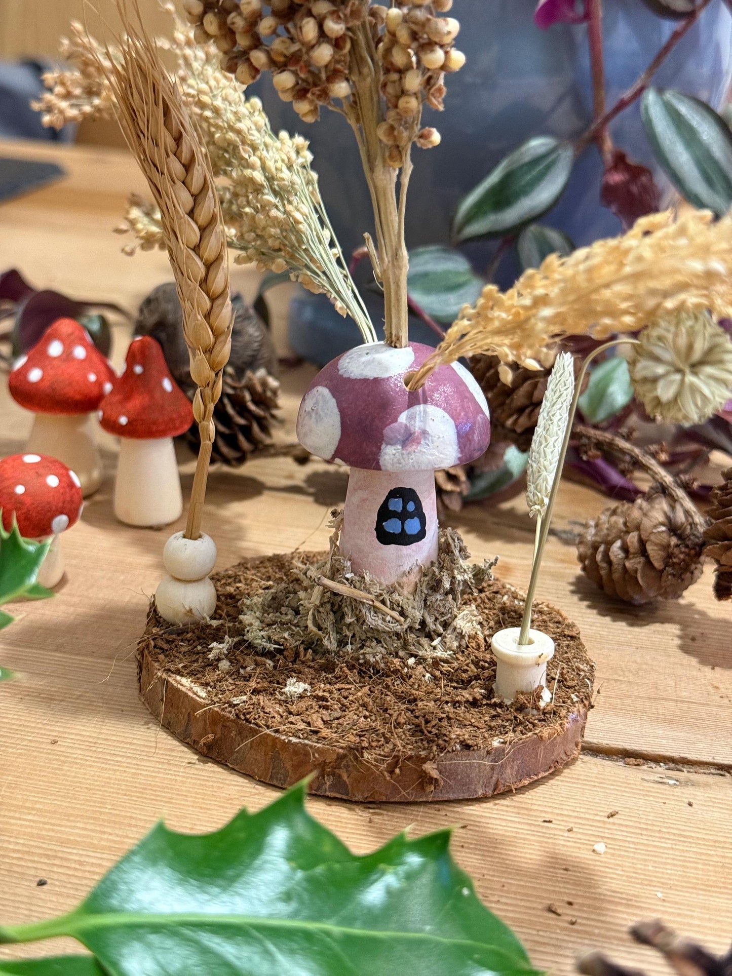 Fairy Garden Woodland Purple Toadstool Spray Holder Enrichment For Hamsters And Small Animals
