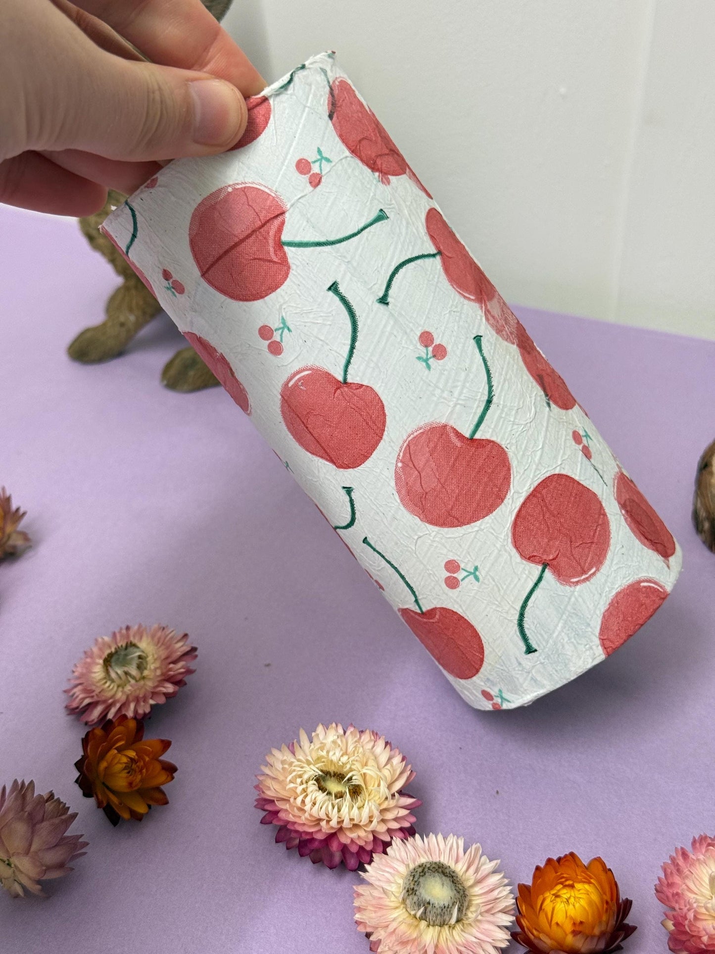 Cardboard Tube For Hamsters Fruit Cherries Decor