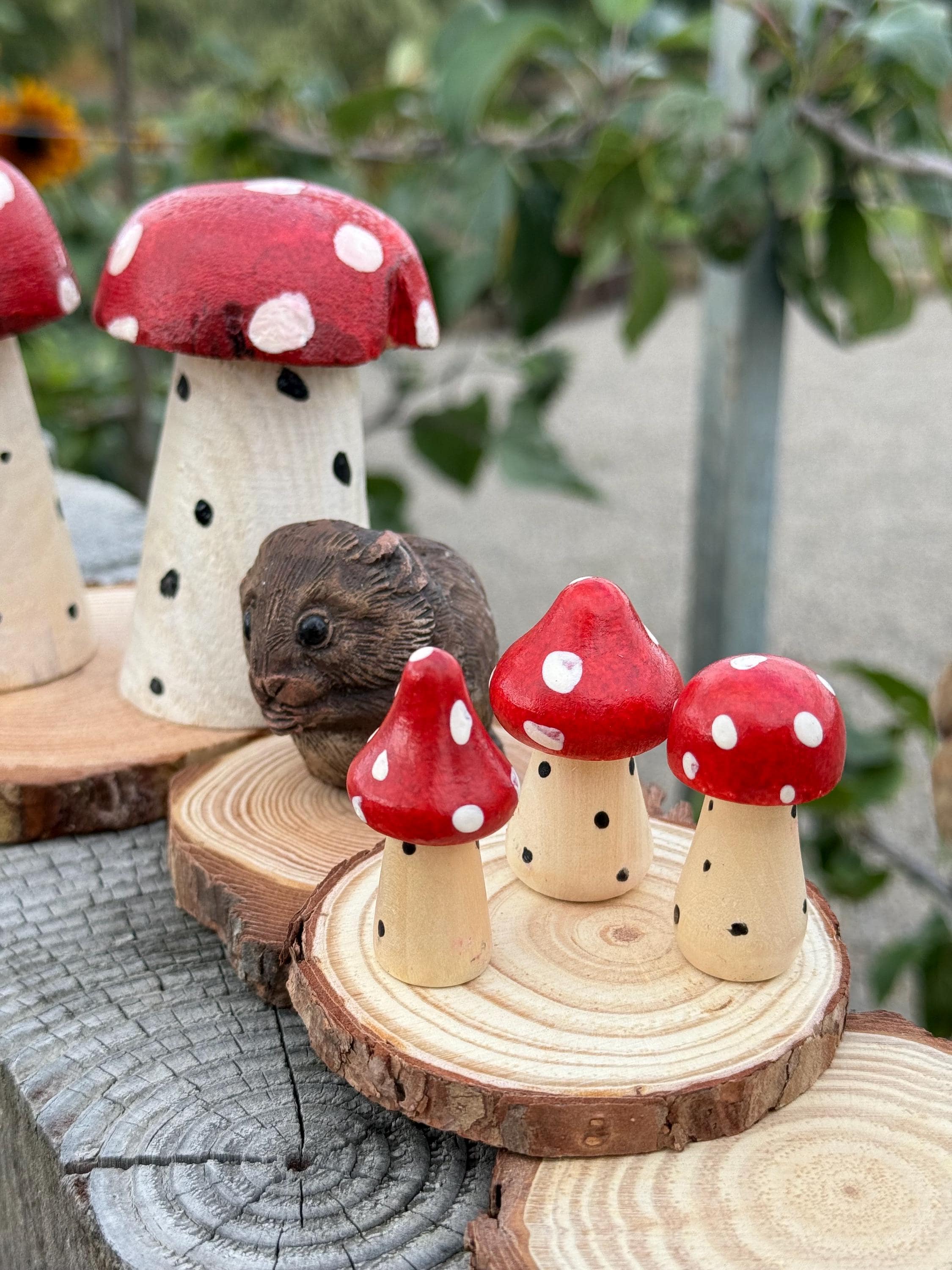Mushroom Hamster Cage Decoration Wood Slice