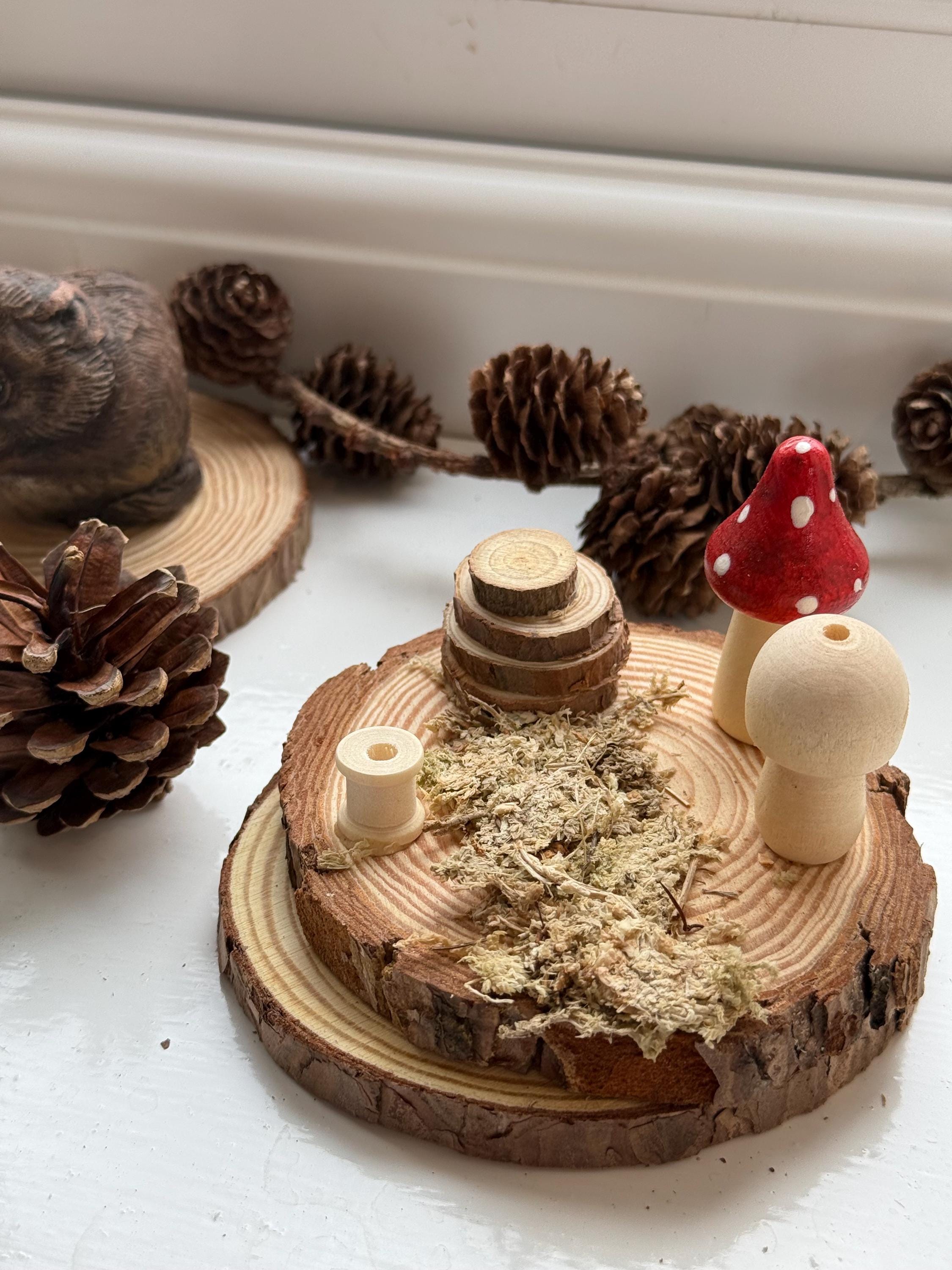 Mossy Log Stack Spray Holder Wooden Mushrom Hamster Enrichemnt Safe Chew Toy