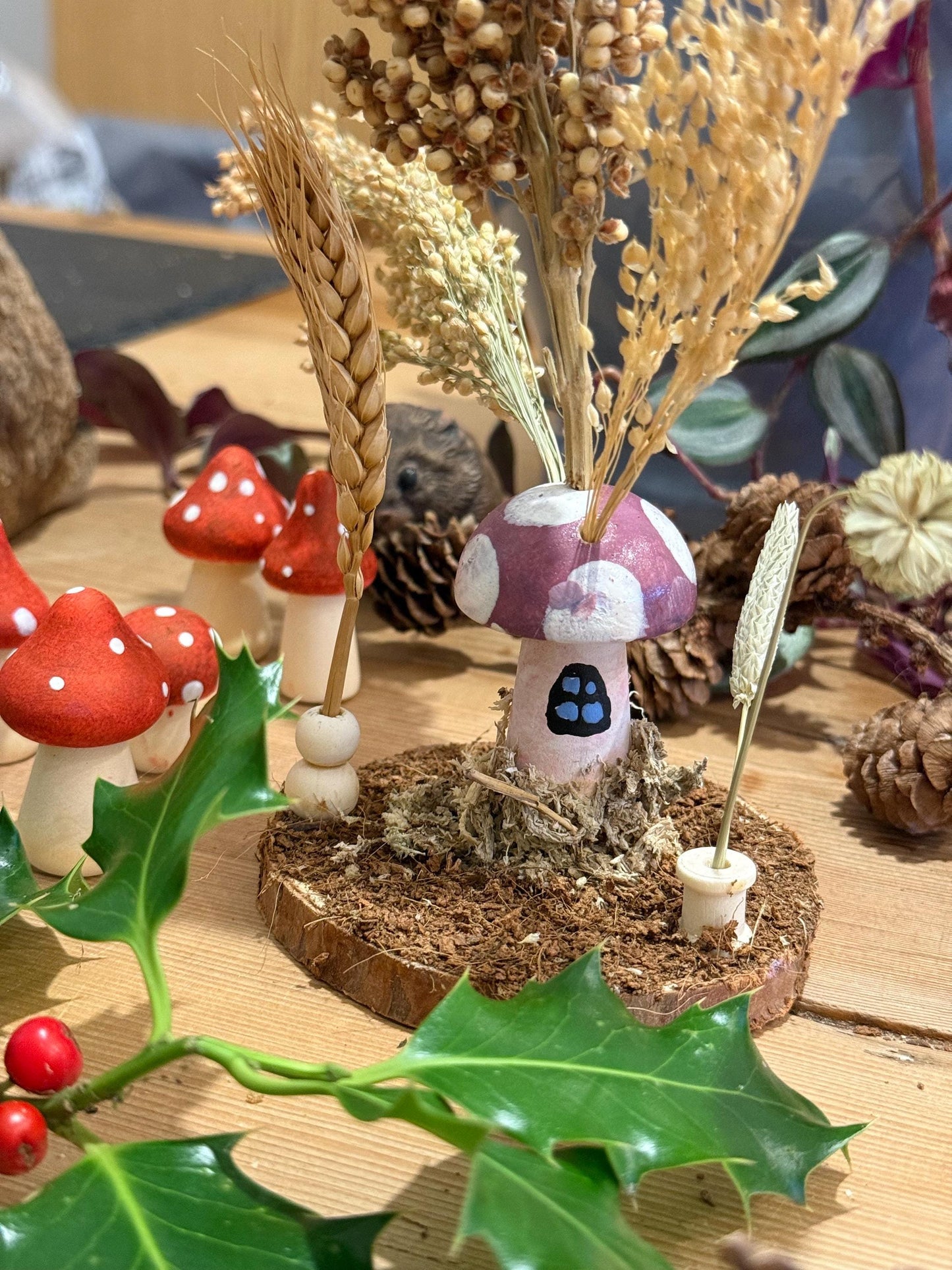 Fairy Garden Woodland Purple Toadstool Spray Holder Enrichment For Hamsters And Small Animals