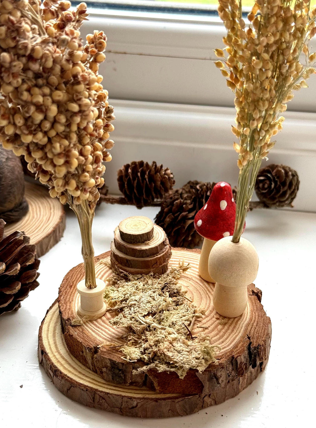 Mossy Log Stack Spray Holder Wooden Mushrom Hamster Enrichemnt Safe Chew Toy