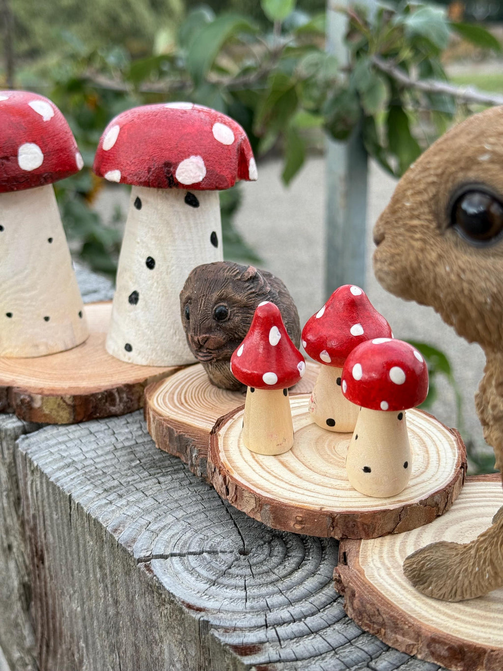 Mushroom Hamster Cage Decoration Wood Slice