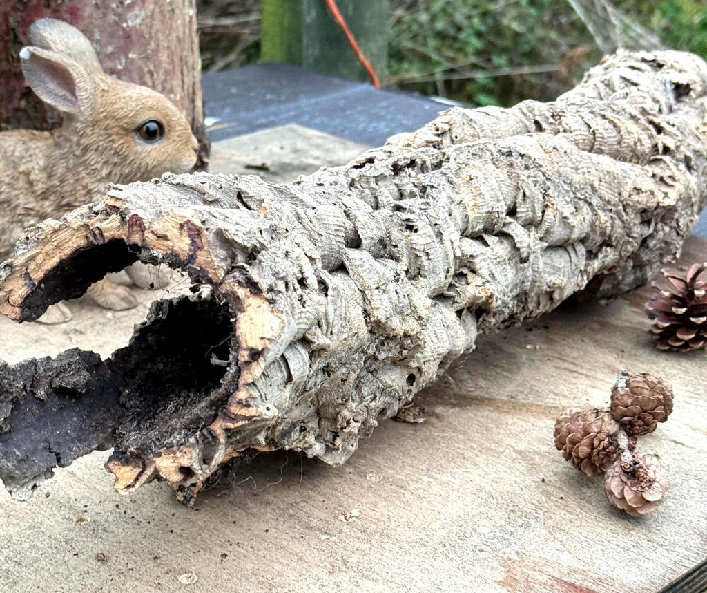 Large Unique Cork Log Tunnels, Hamster Hideout, Reptile Decor, Natural Pet Tube Toy