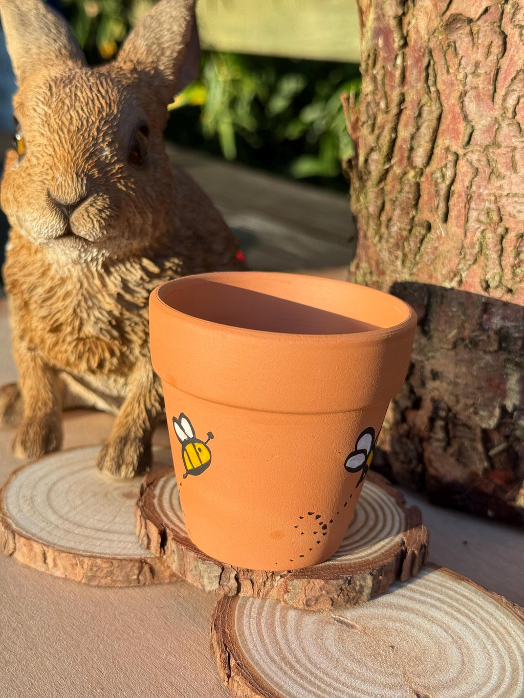 Hand-Painted Bee Mini Plant Pot Safe Moss For Hamsters