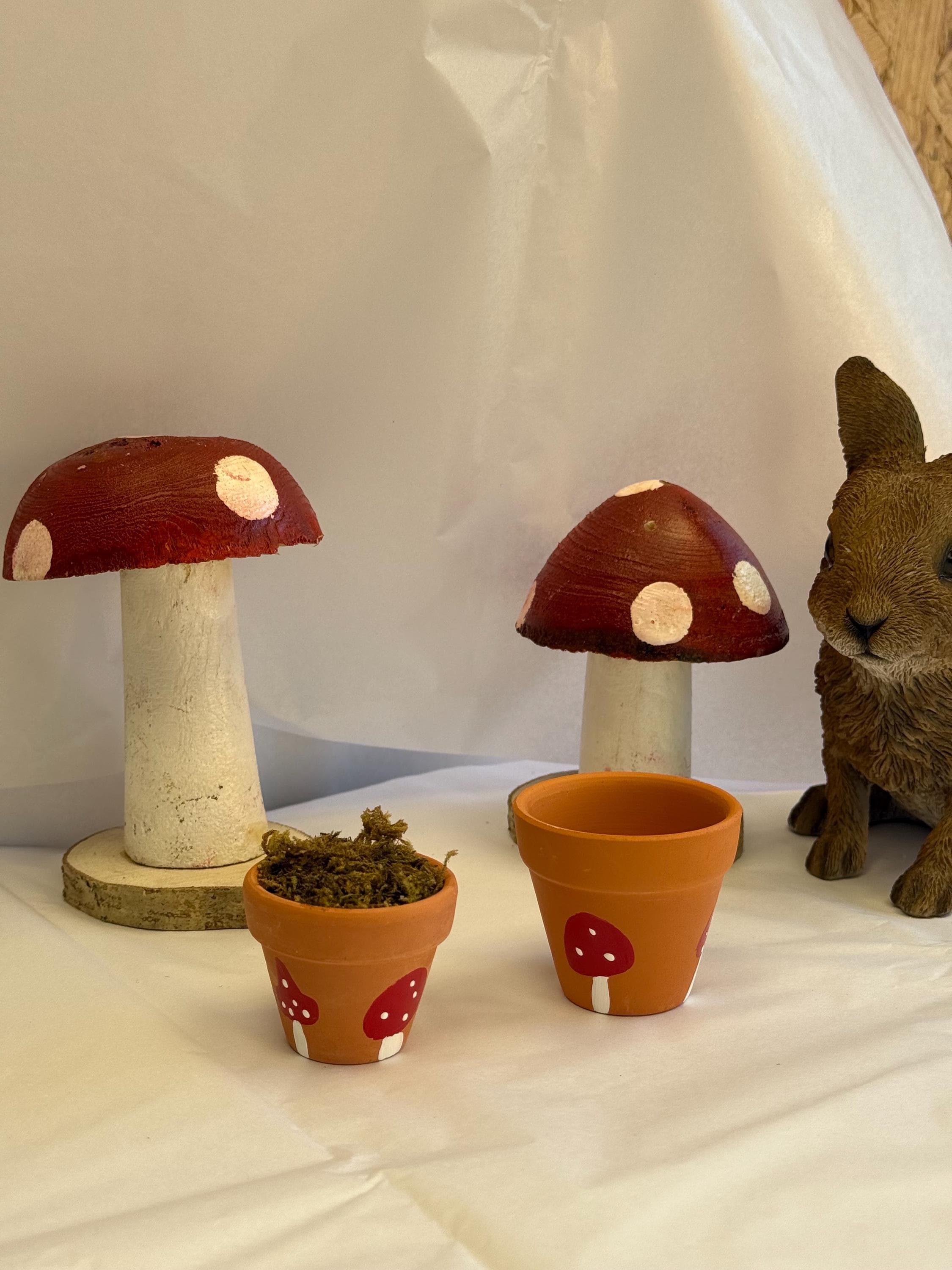 Hand-Painted Toadatool Mini Plant Pot For Small Animals Whimsical Decor