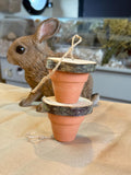 Hanging Foraging Pots & Wood Slices, Veg Hiding Toy For Rabbits, Guineapigs and Small Animals