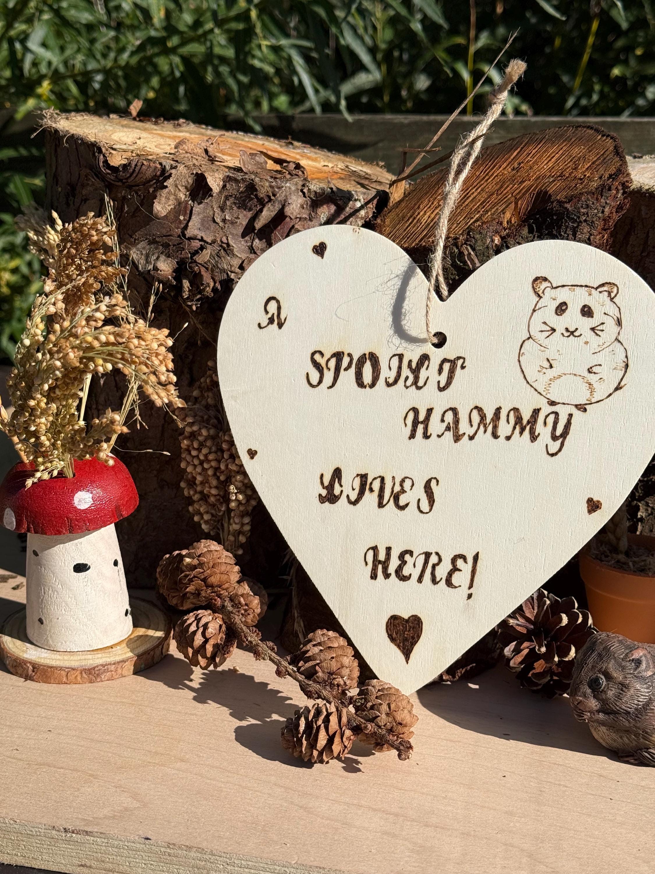 Hanging Wooden Heart Sign Hamster Home Decor
