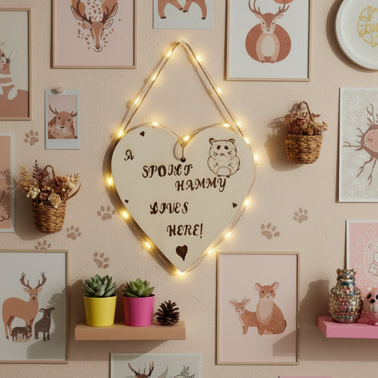 Hanging Wooden Heart Sign Hamster Home Decor