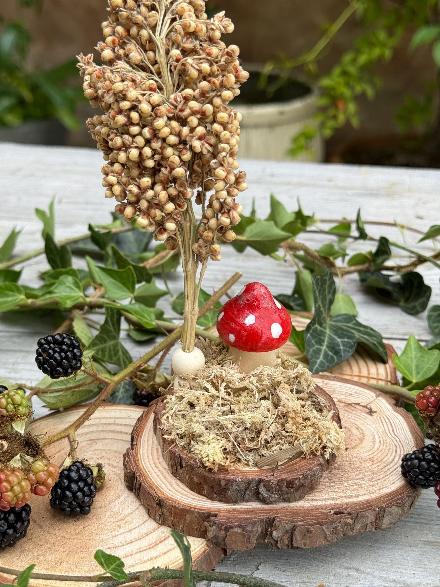 Woodland Moss Mushroom Spray Holder: Hamster Enrichment, Natural Decor