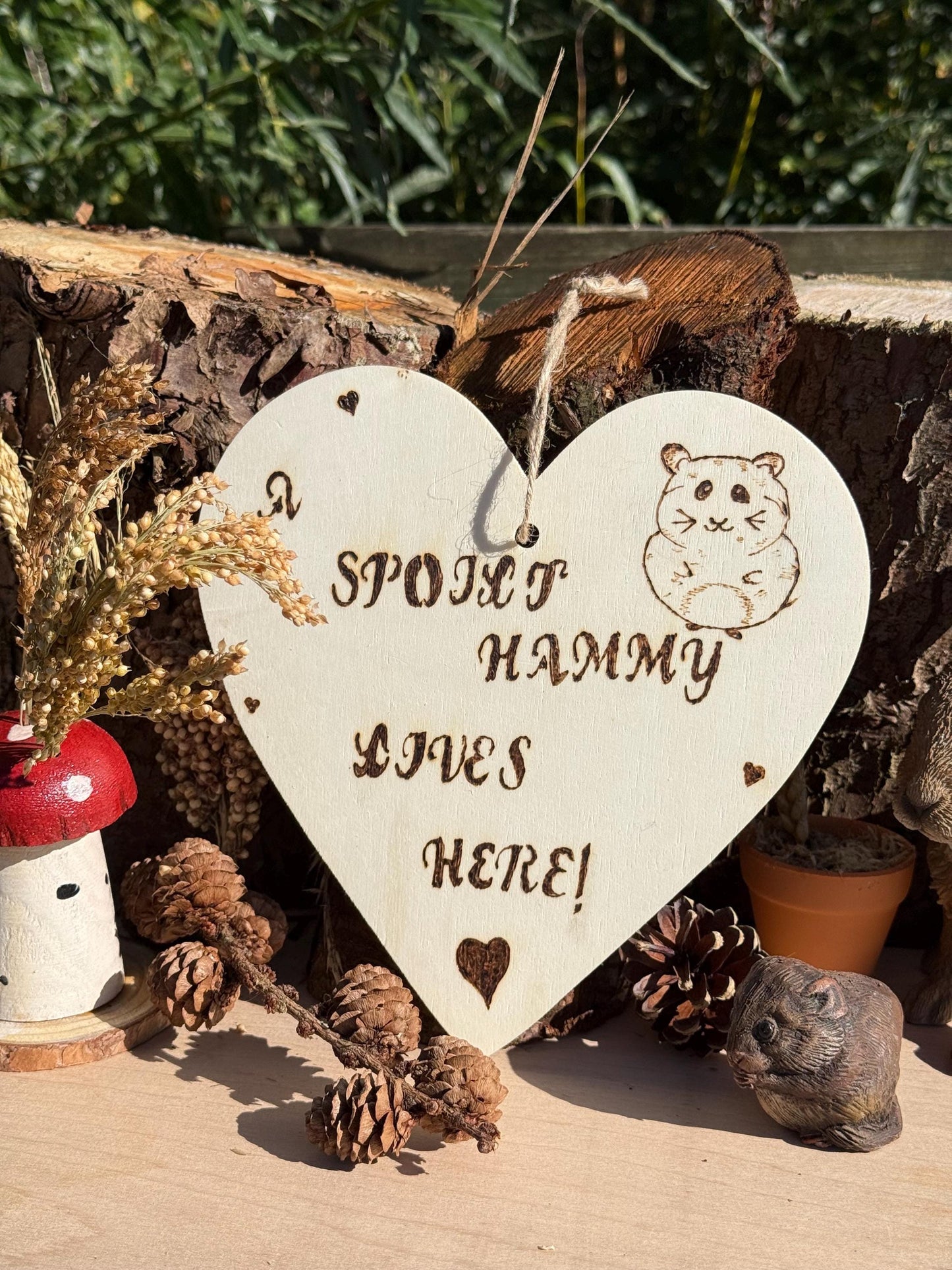 Hanging Wooden Heart Sign Hamster Home Decor