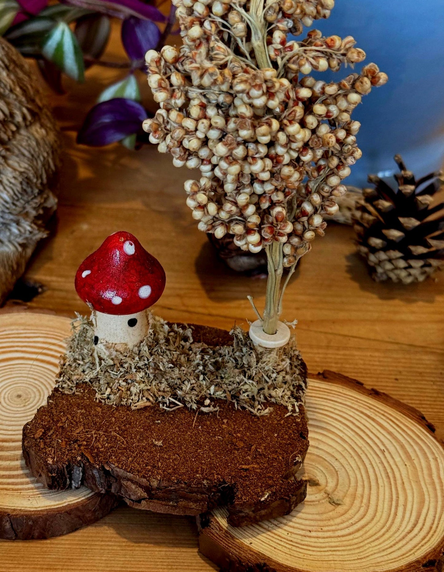 Mossy Woodland Spray Holder Hamster Mushroom Chew Toy Fairy Cage Theme