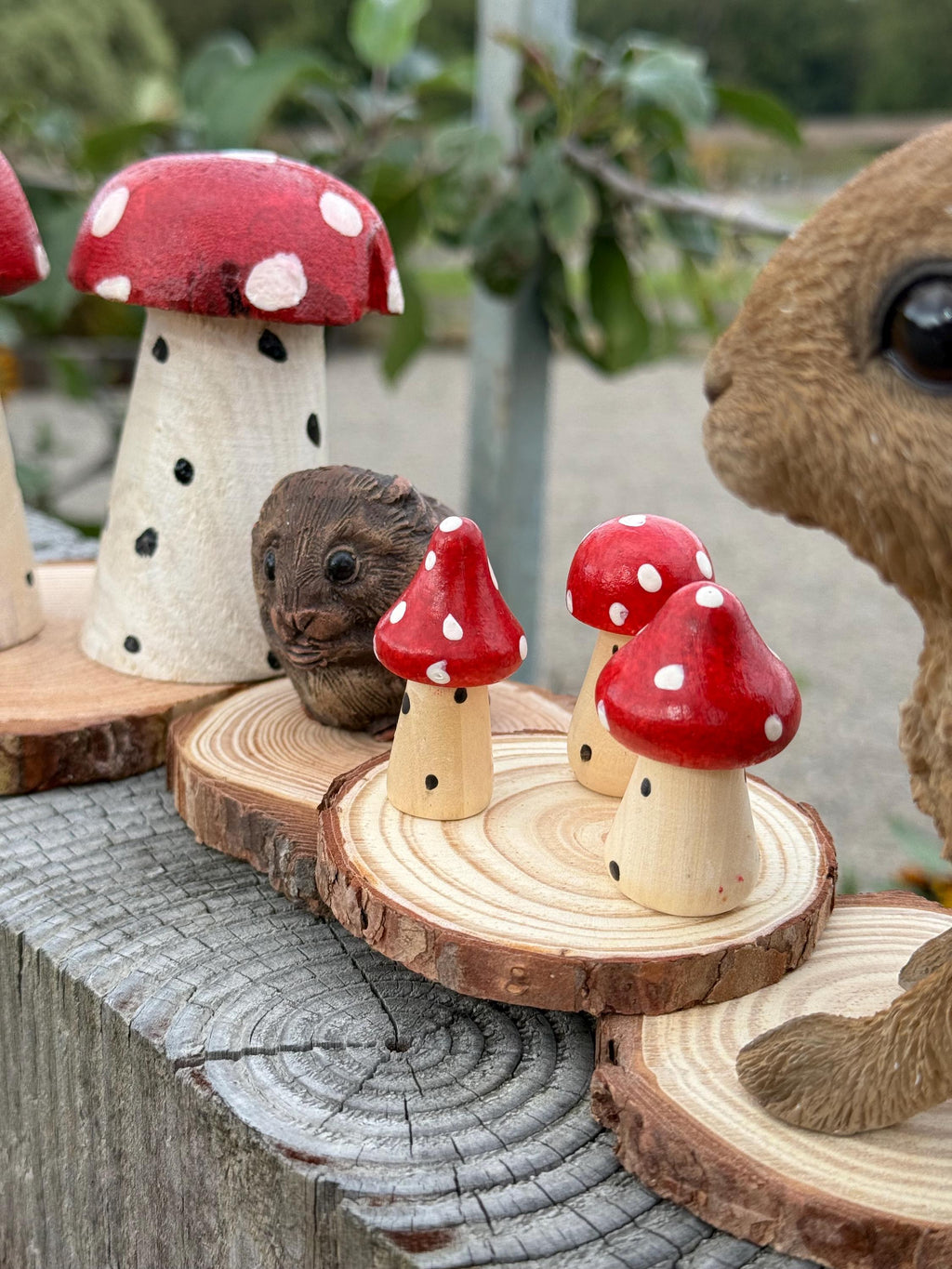 Mushroom Hamster Cage Decoration Wood Slice