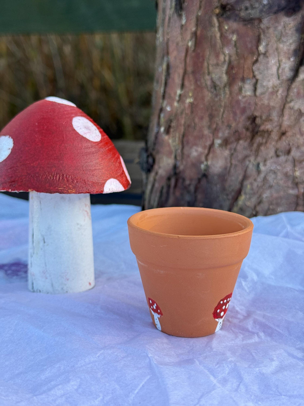 Hand-Painted Toadatool Mini Plant Pot For Small Animals Whimsical Decor