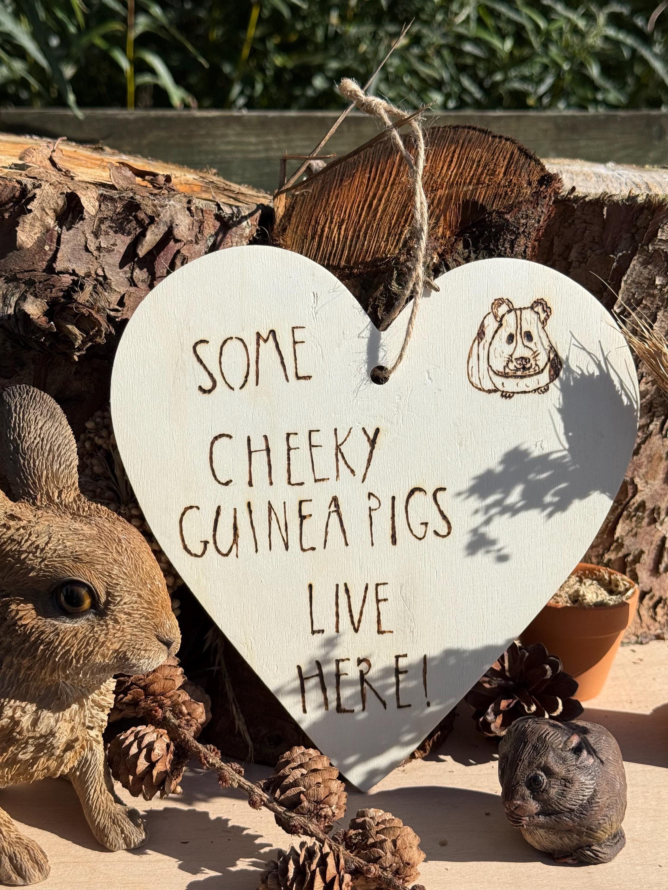 Hanging Wooden Heart Sign Guineapig Home Decor