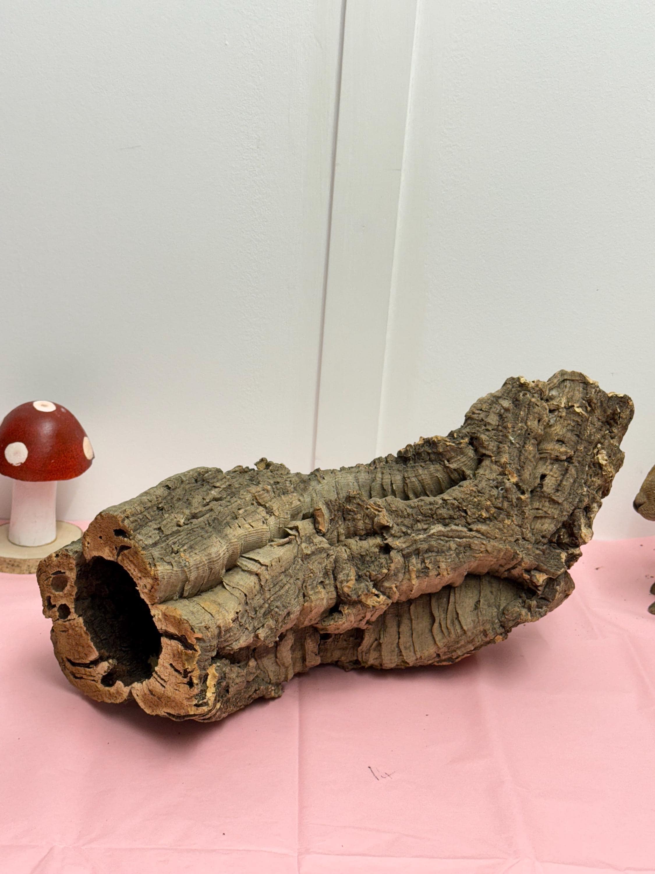 Large Unique Cork Log Tunnels, Hamster Hideout, Reptile Decor, Natural Pet Tube Toy