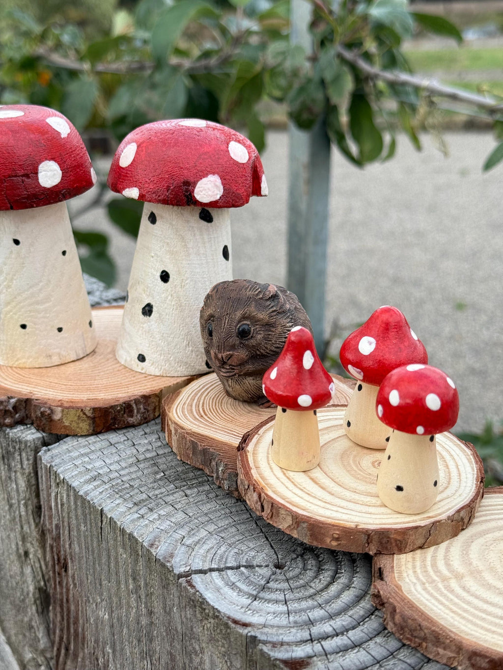 Mushroom Hamster Cage Decoration Wood Slice