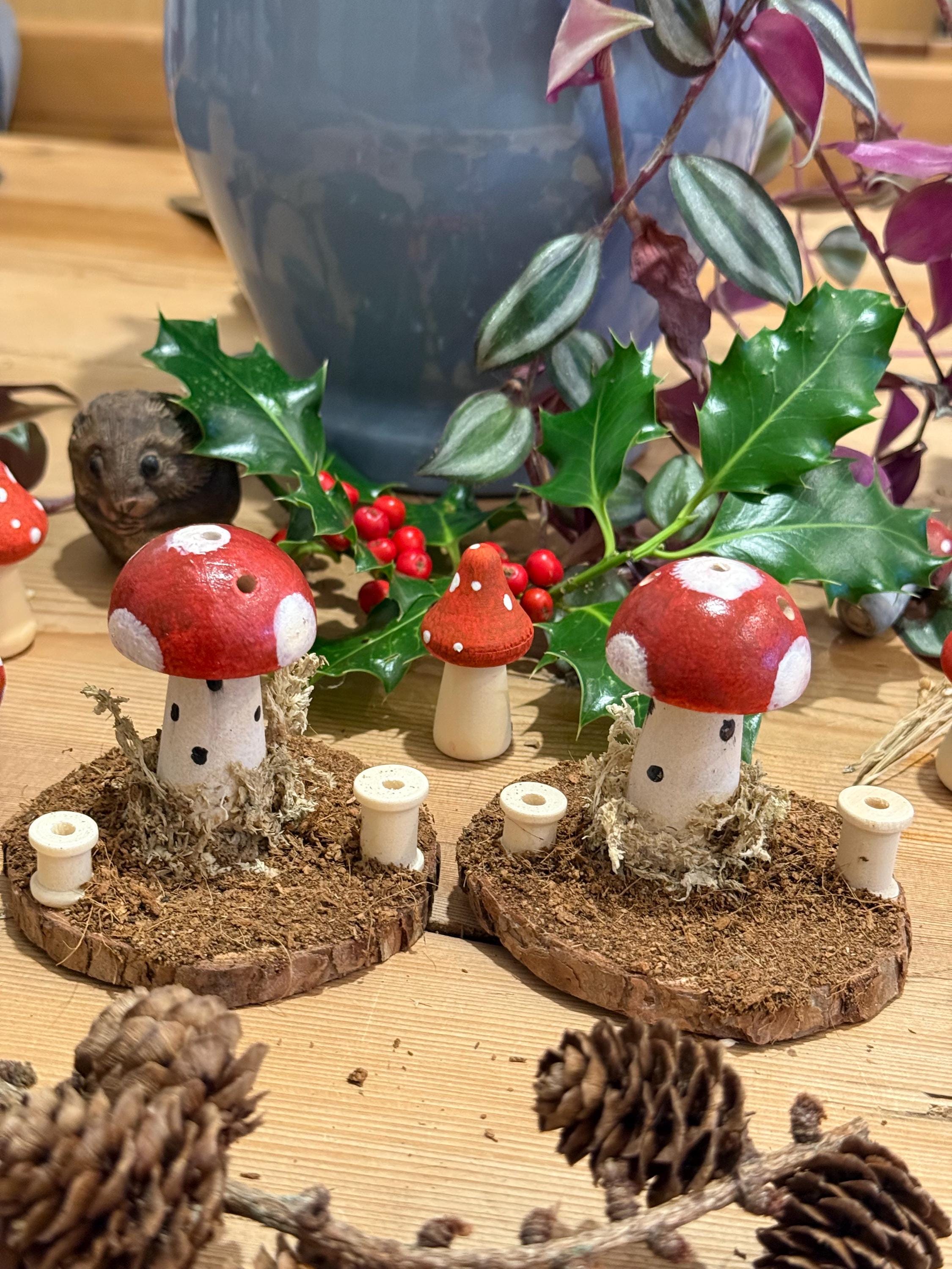 Fairy Garden Woodland Red Toadstool Spray Holder Enrichment For Hamsters And Small Animals