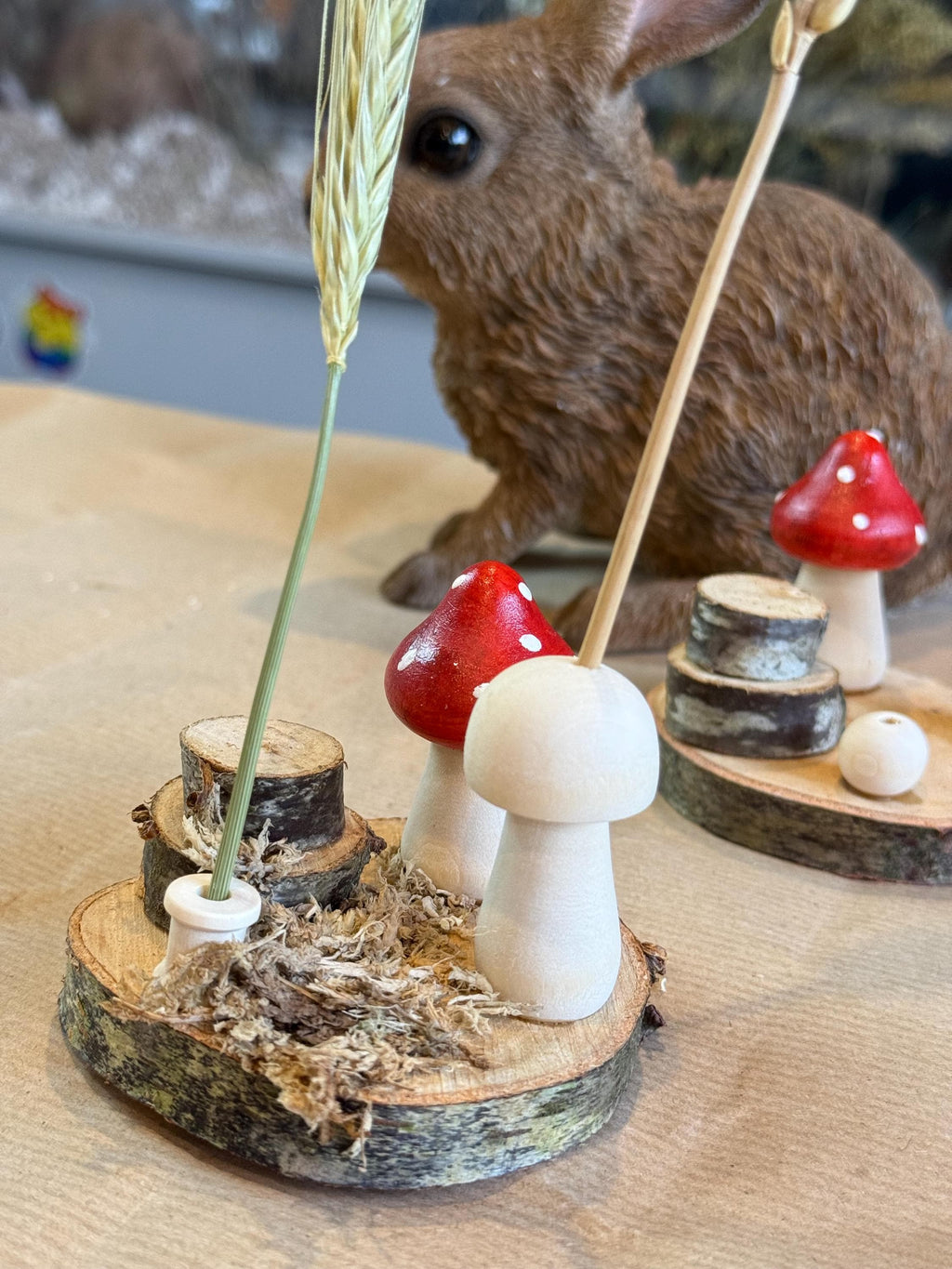 Mossy Log Stack Spray Holder Wooden Mushrom Hamster Enrichemnt Safe Chew Toy