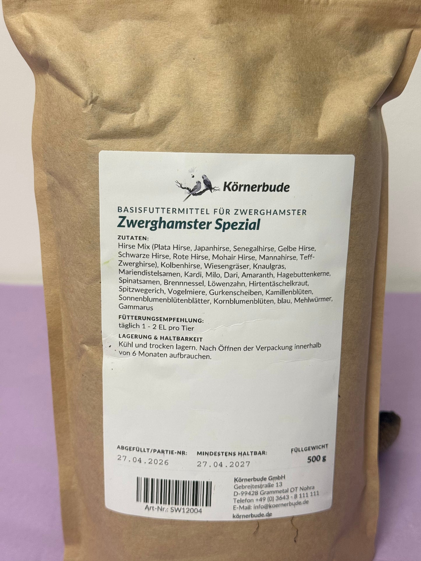 Dwarf Hamster Food Seed Mix 500g by Koernerbude