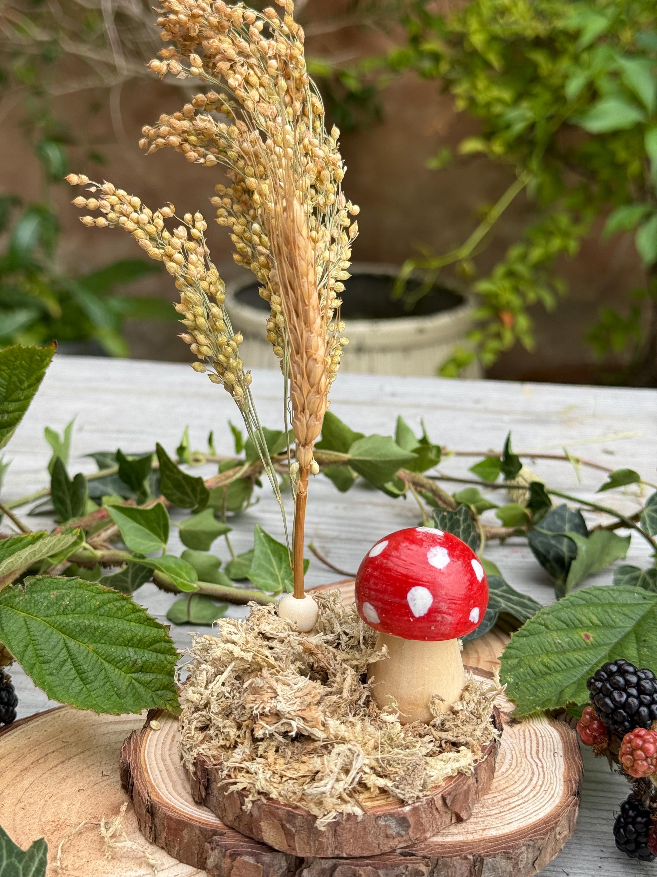 Woodland Moss Mushroom Spray Holder: Hamster Enrichment, Natural Decor