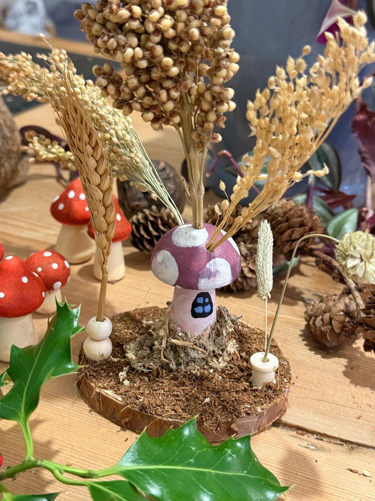 Fairy Garden Woodland Purple Toadstool Spray Holder Enrichment For Hamsters And Small Animals