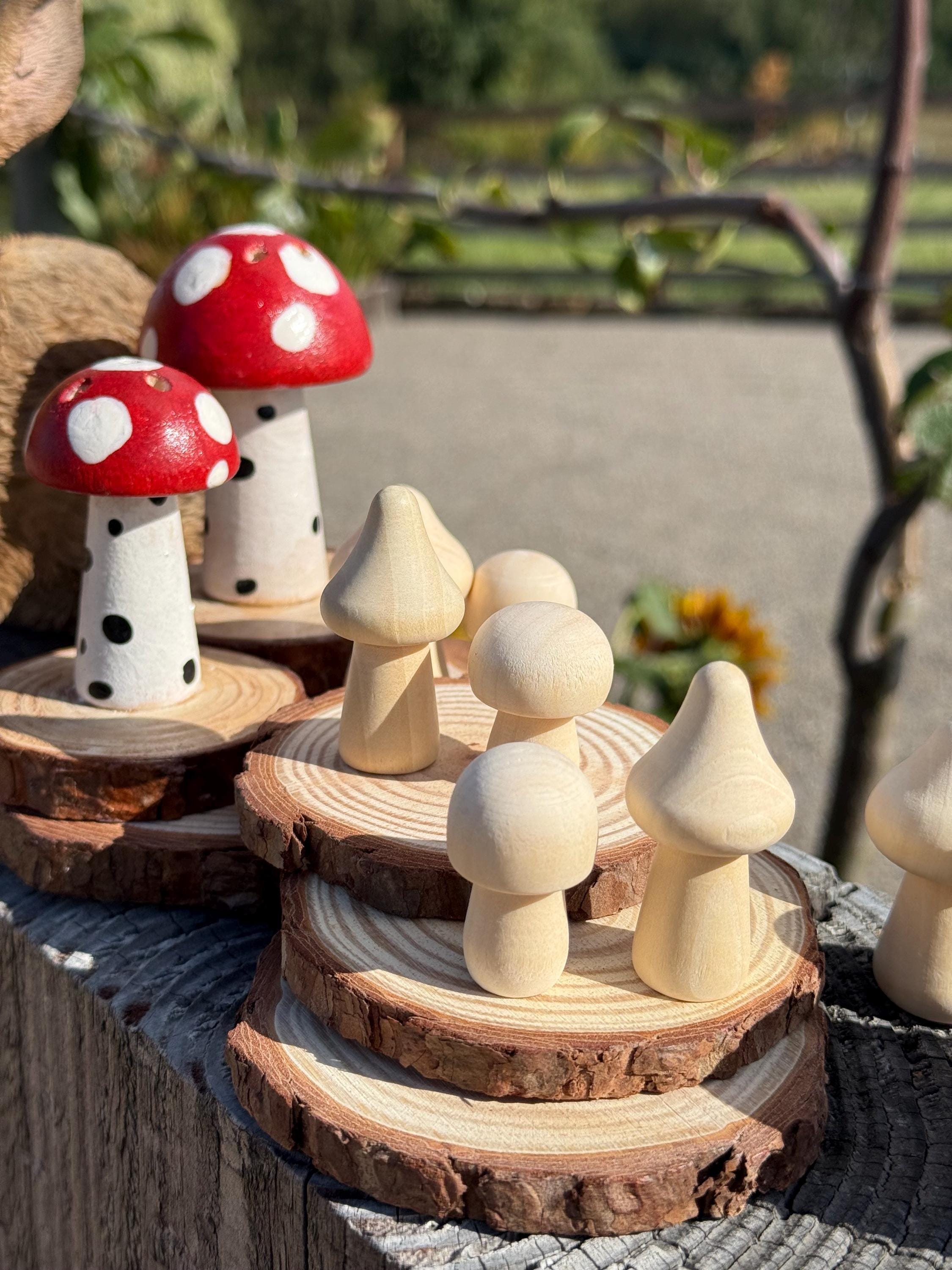 Wooden Mushrooms Hamster Chew | Woodland Decor| Cottage Decoration Fairy