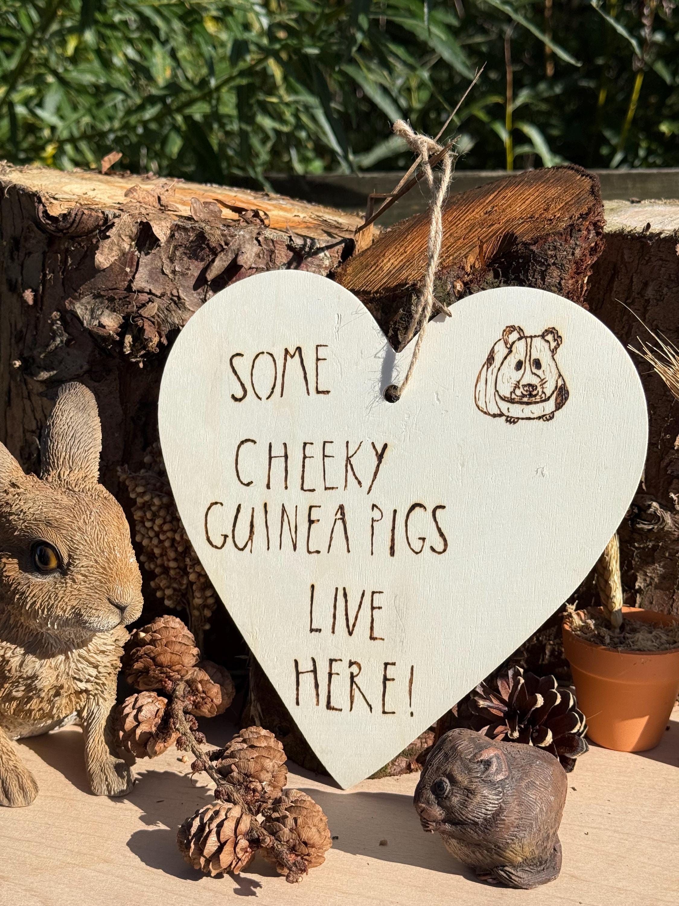 Hanging Wooden Heart Sign Guineapig Home Decor