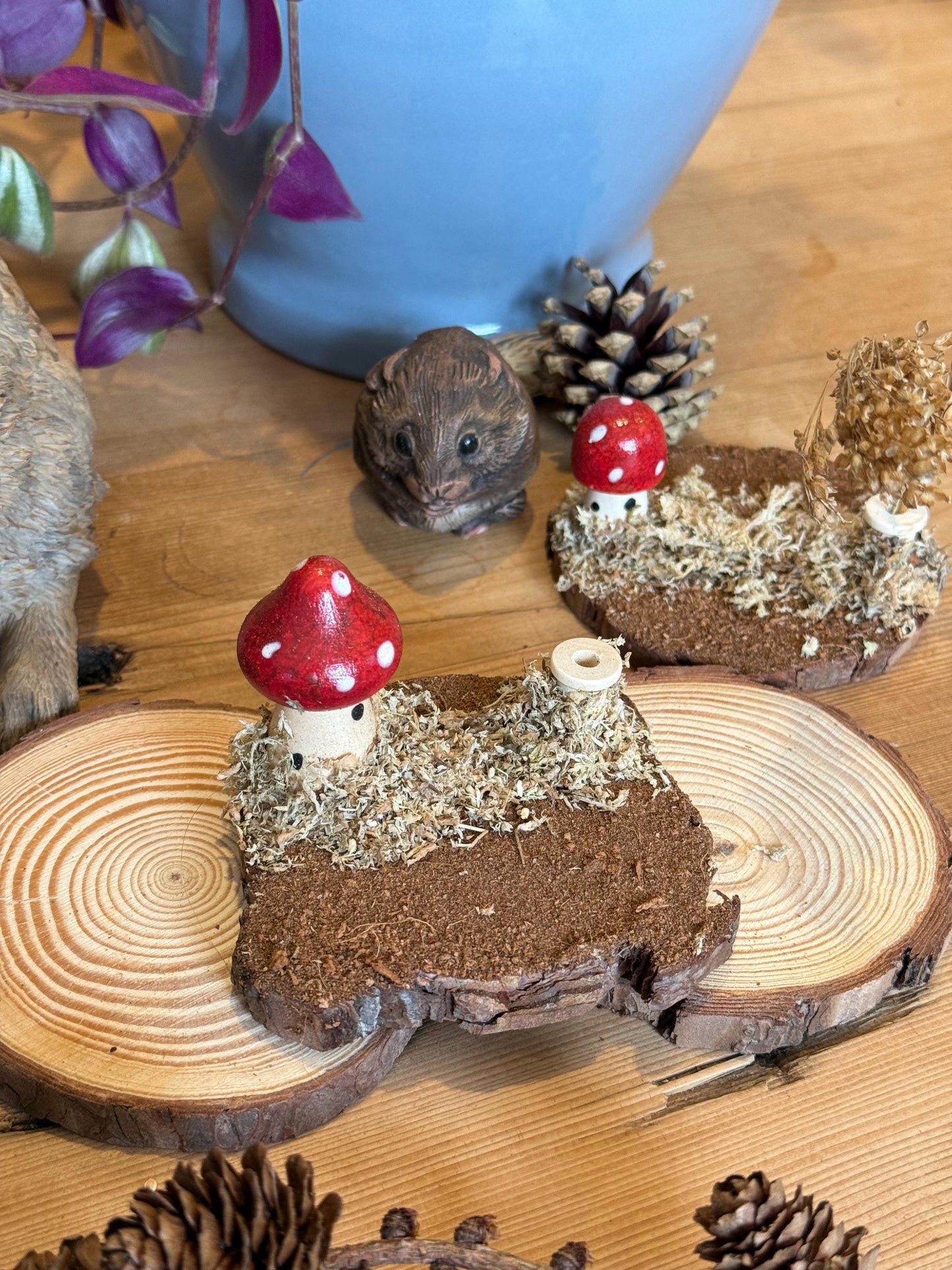 Mossy Woodland Spray Holder Hamster Mushroom Chew Toy Fairy Cage Theme
