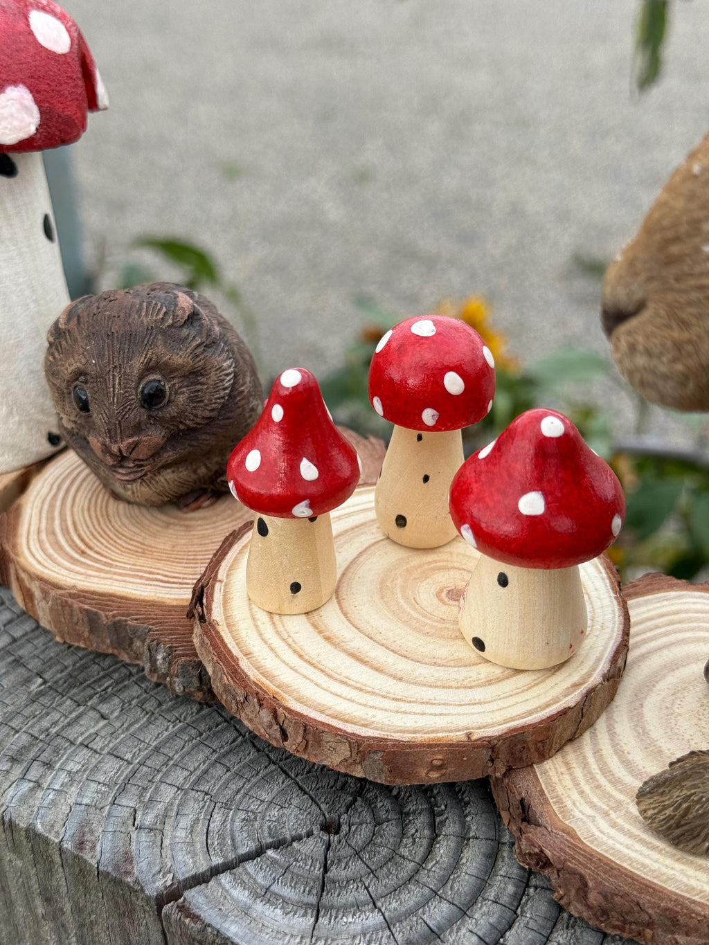 Mushroom Hamster Cage Decoration Wood Slice