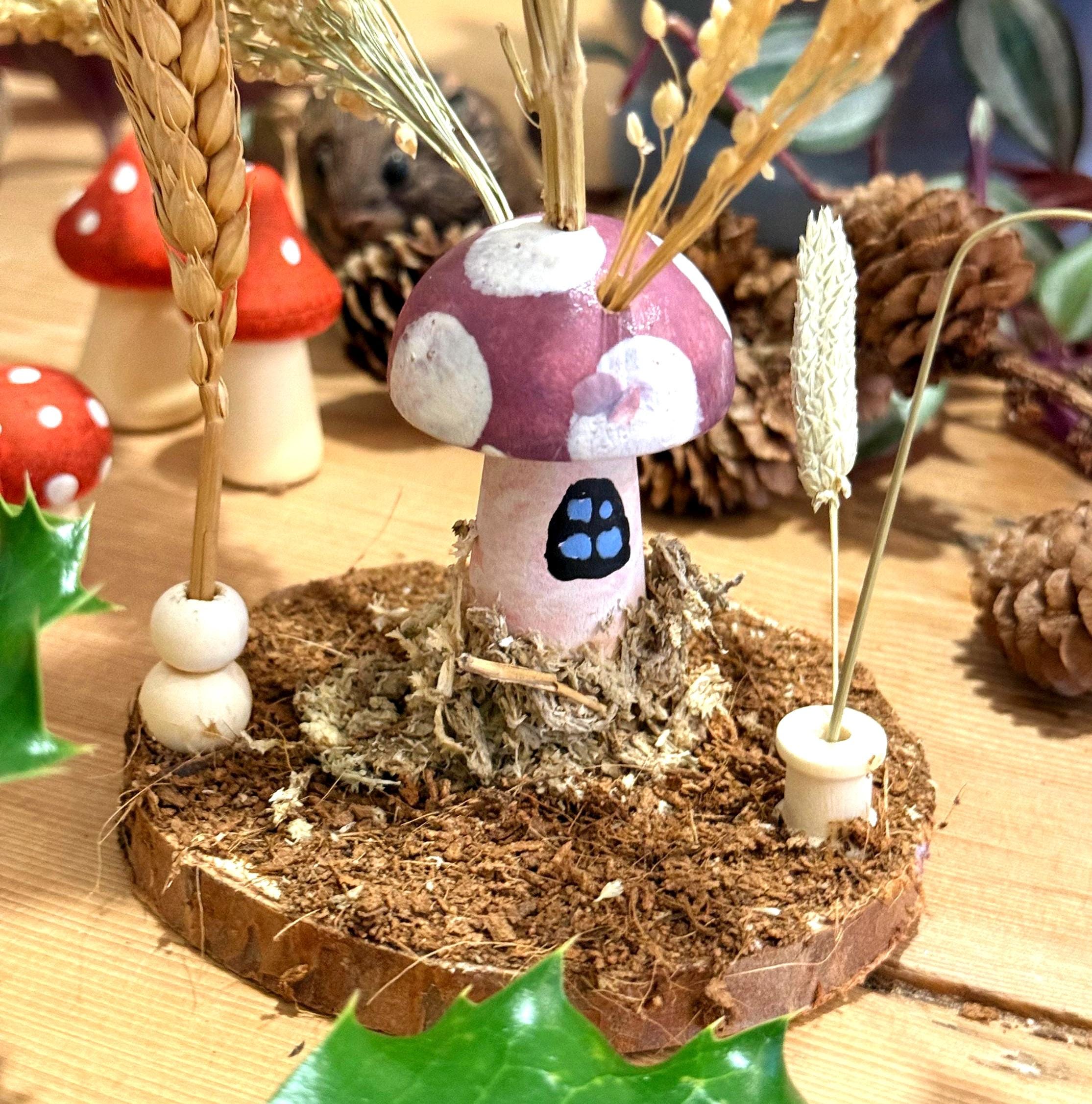 Fairy Garden Woodland Purple Toadstool Spray Holder Enrichment For Hamsters And Small Animals