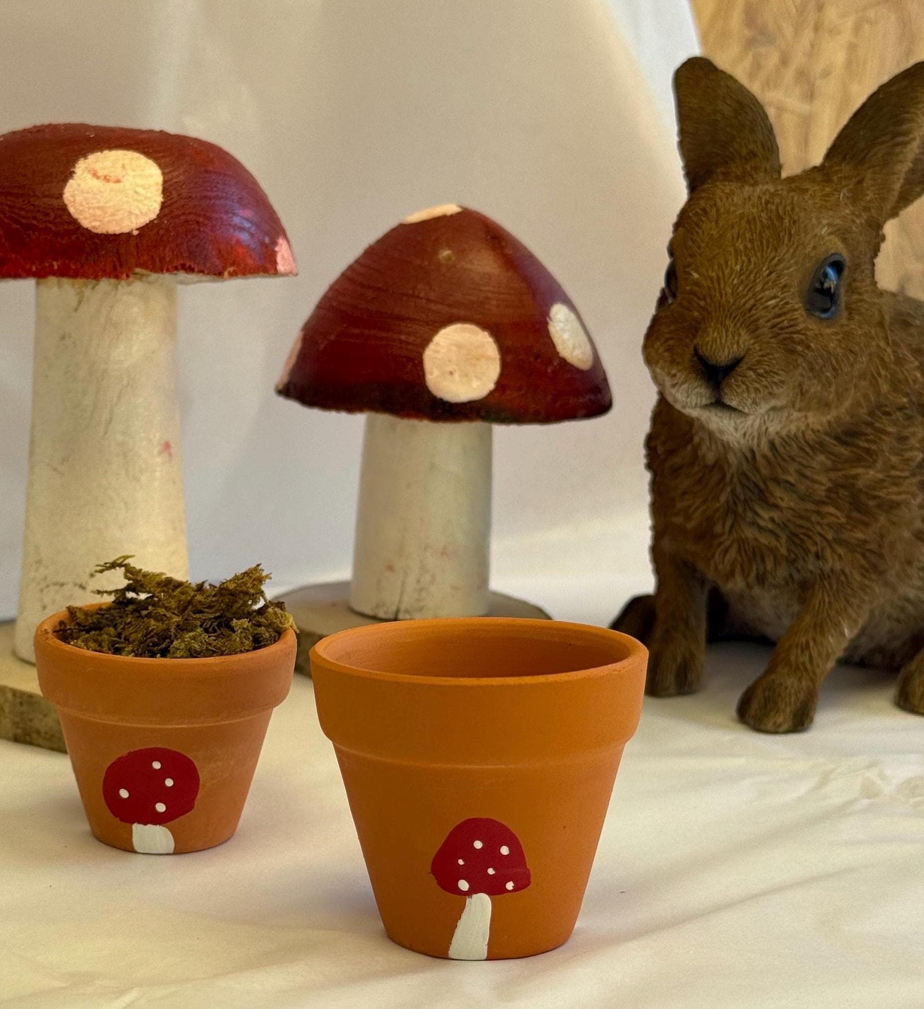 Hand-Painted Toadatool Mini Plant Pot For Small Animals Whimsical Decor