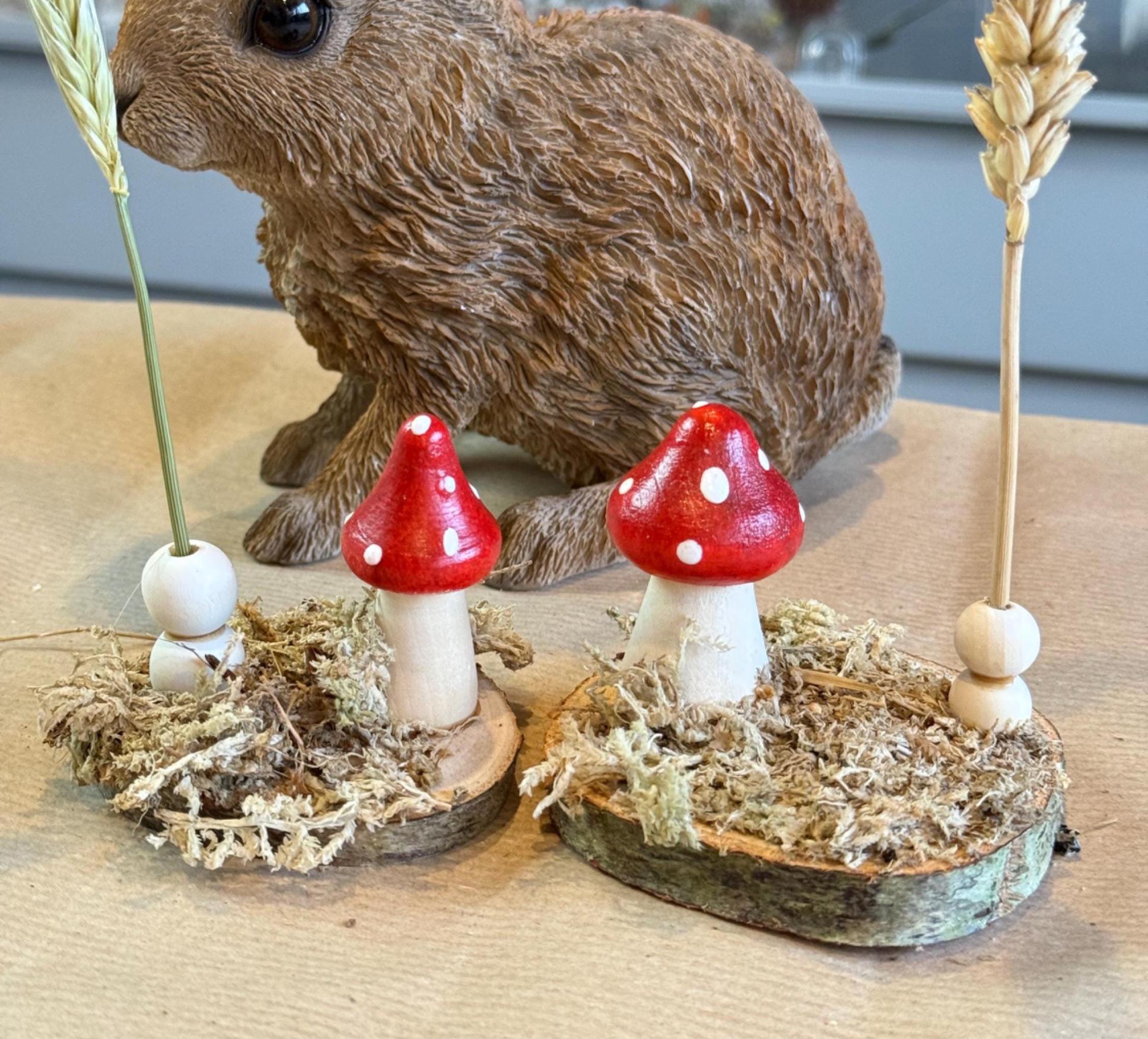 Woodland Moss Mushroom Spray Holder: Hamster Enrichment, Natural Decor