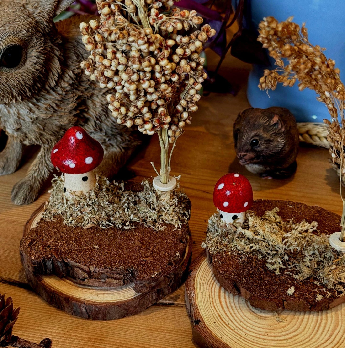 Mossy Woodland Spray Holder Hamster Mushroom Chew Toy Fairy Cage Theme