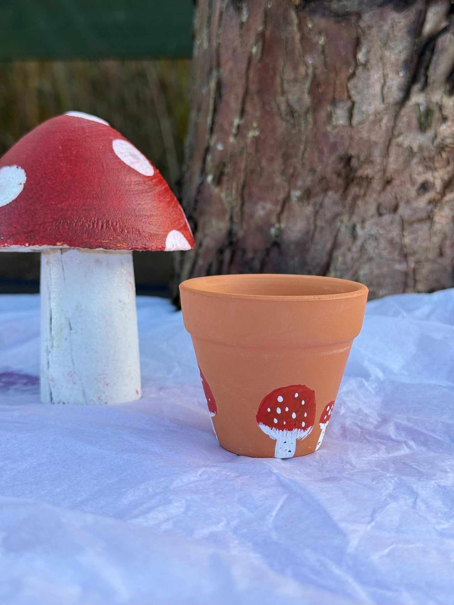 Hand-Painted Toadatool Mini Plant Pot For Small Animals Whimsical Decor