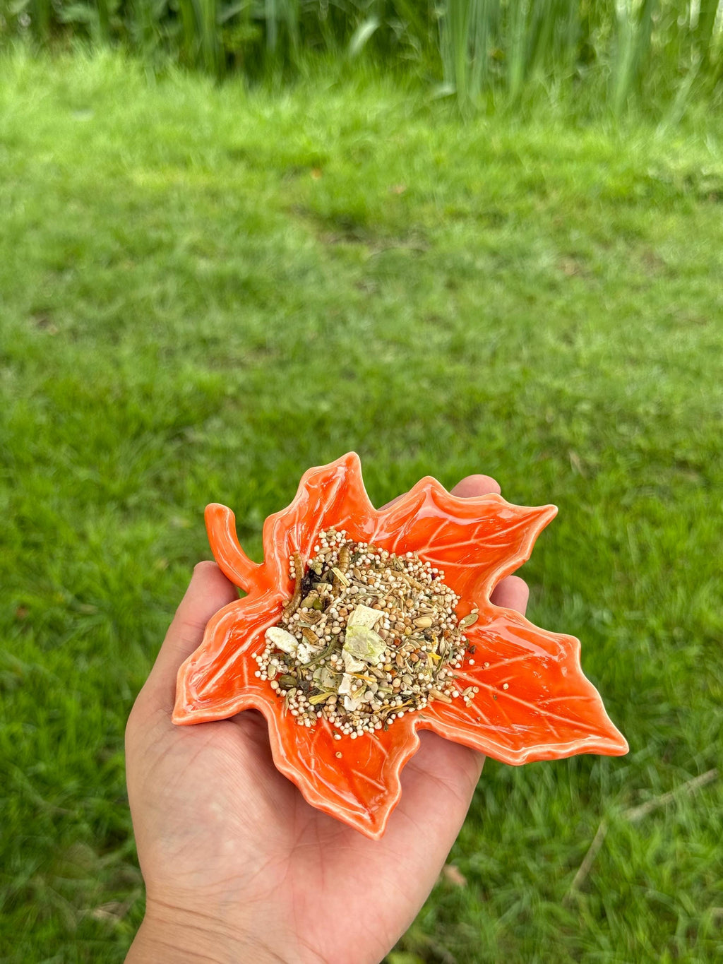 Maple Leaf Hamster Bowl: Ceramic Autumn Pet Dish