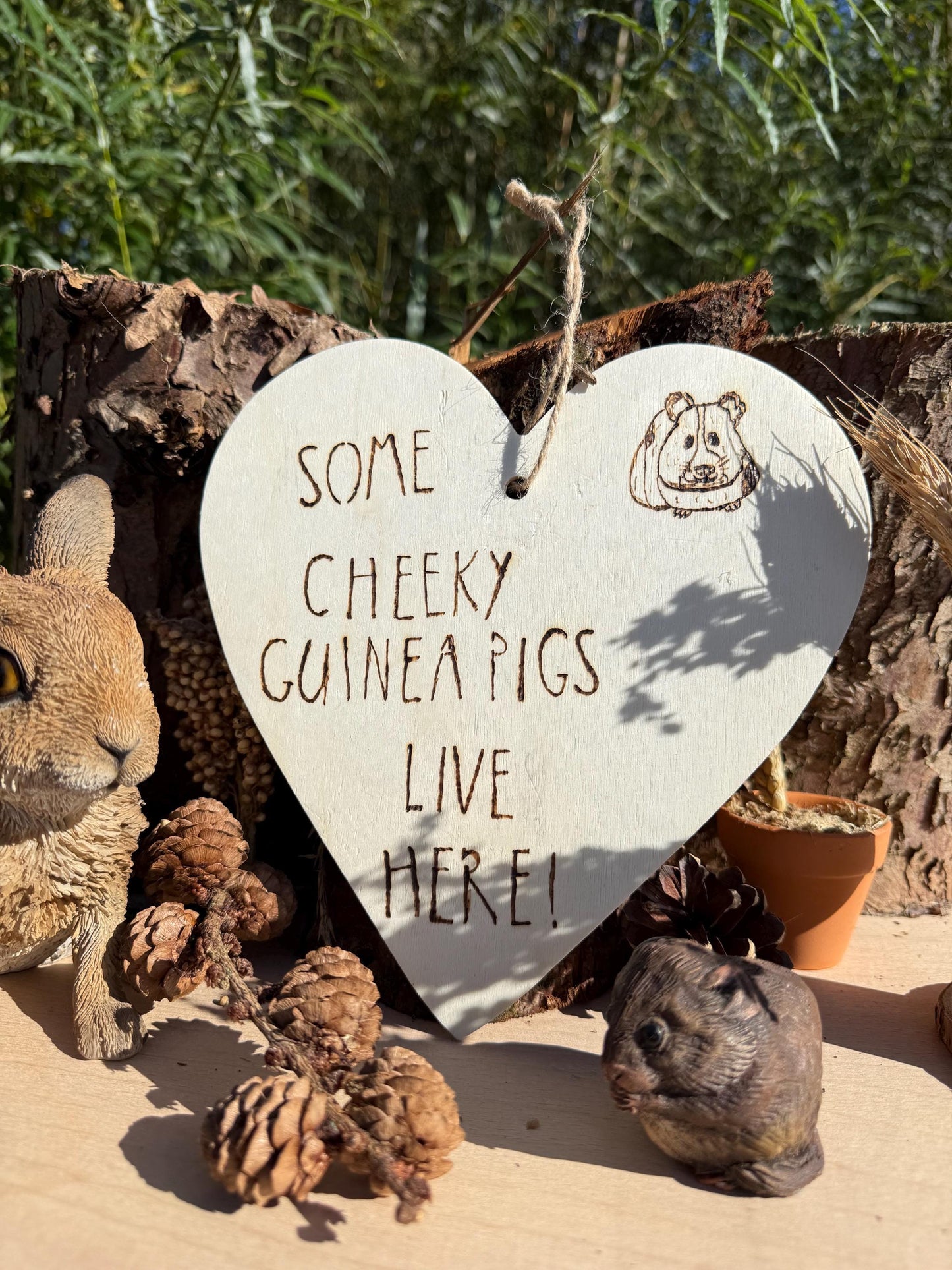 Hanging Wooden Heart Sign Guineapig Home Decor