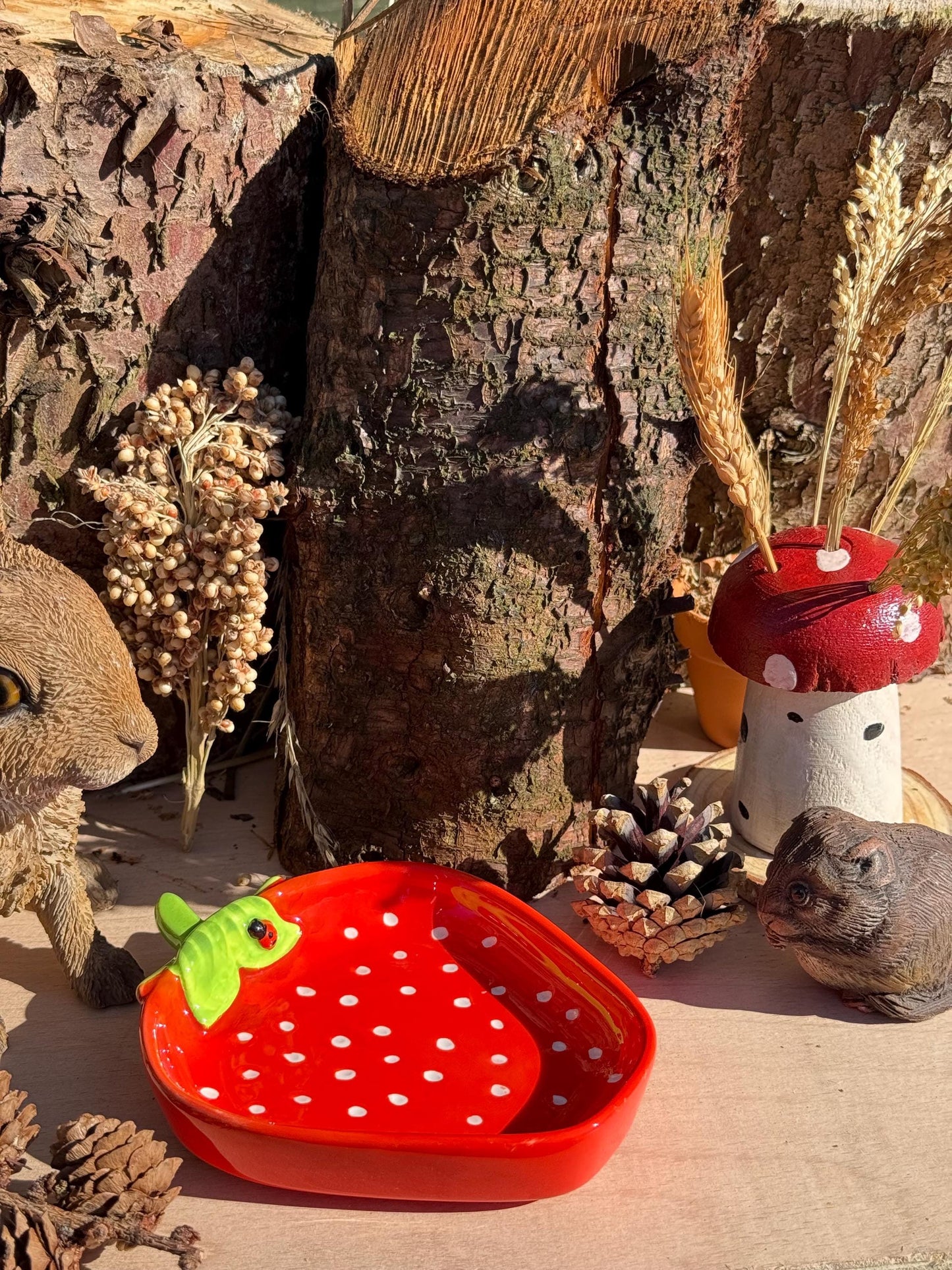 Strawberry Hamster Bowl Spotted Food Dish