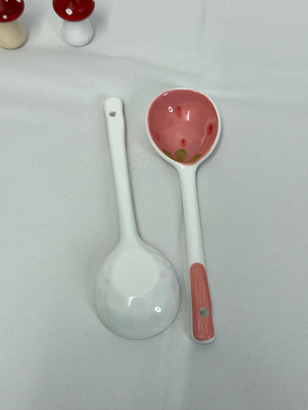 Cute Ceramic Strawberry Spoon - Small Pet Food Spoon- Kitchen Tea Stirrer