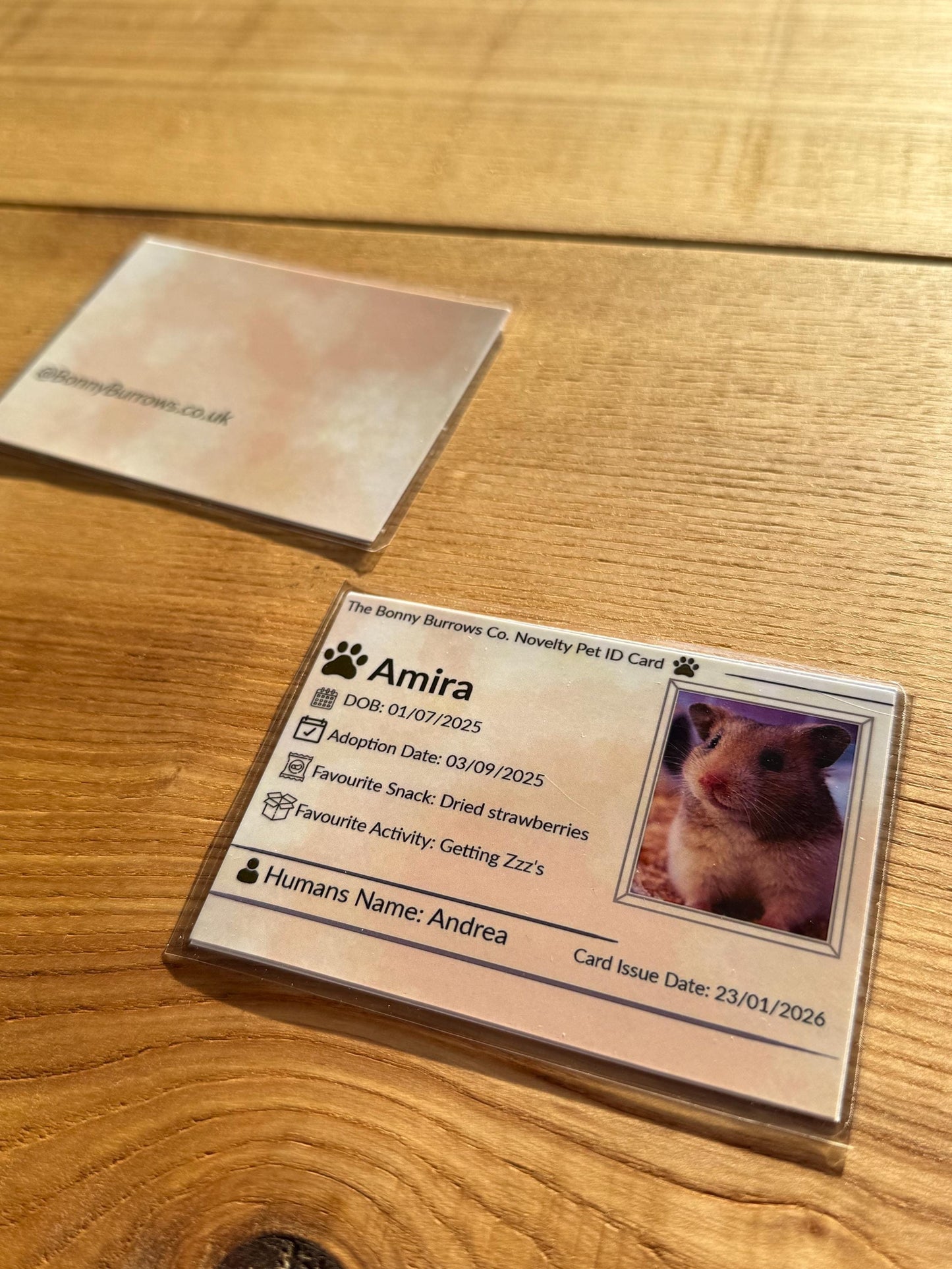 Personalised Novelty Pet ID Card Pet Owners Gift - Dog, Rabbit, Hamster, Cat & All Other Pets