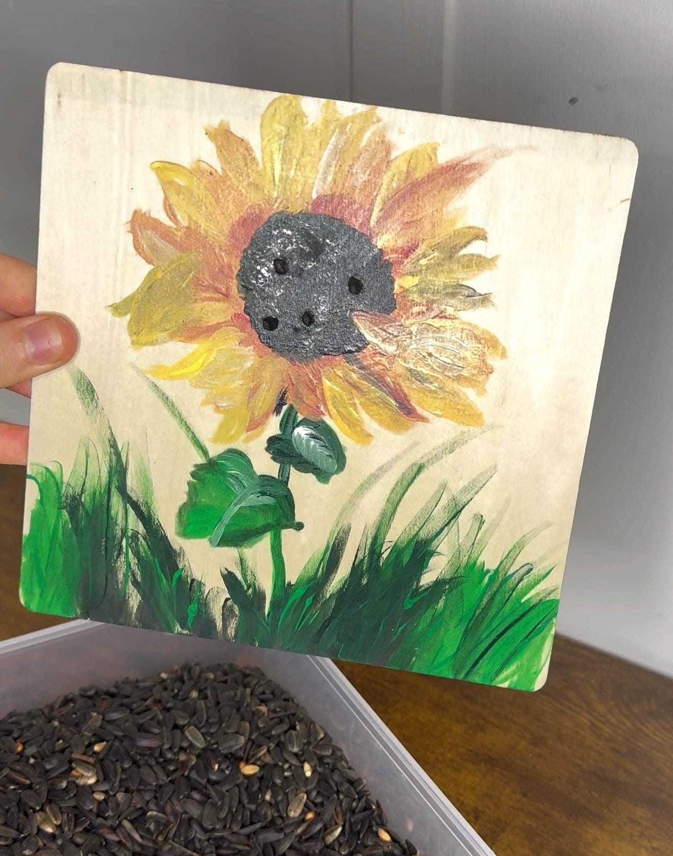 Hand-Painted Sunflower Hamster Treat Holder, Enrichment Toy
