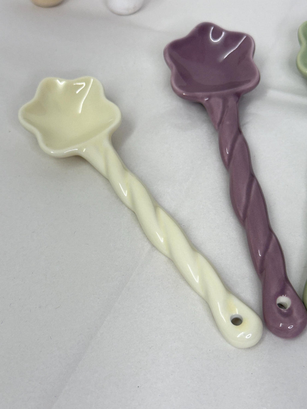 Cute Ceramic Floral Spoon - Small Pet Food Spoon- Kitchen Tea Stirrer