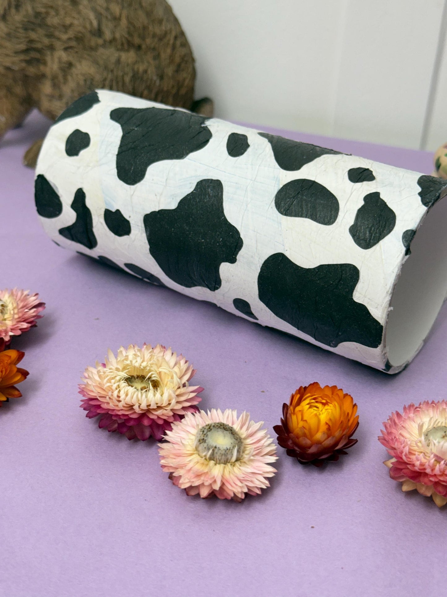 Cardboard Tube For Hamsters Animal Print Decor