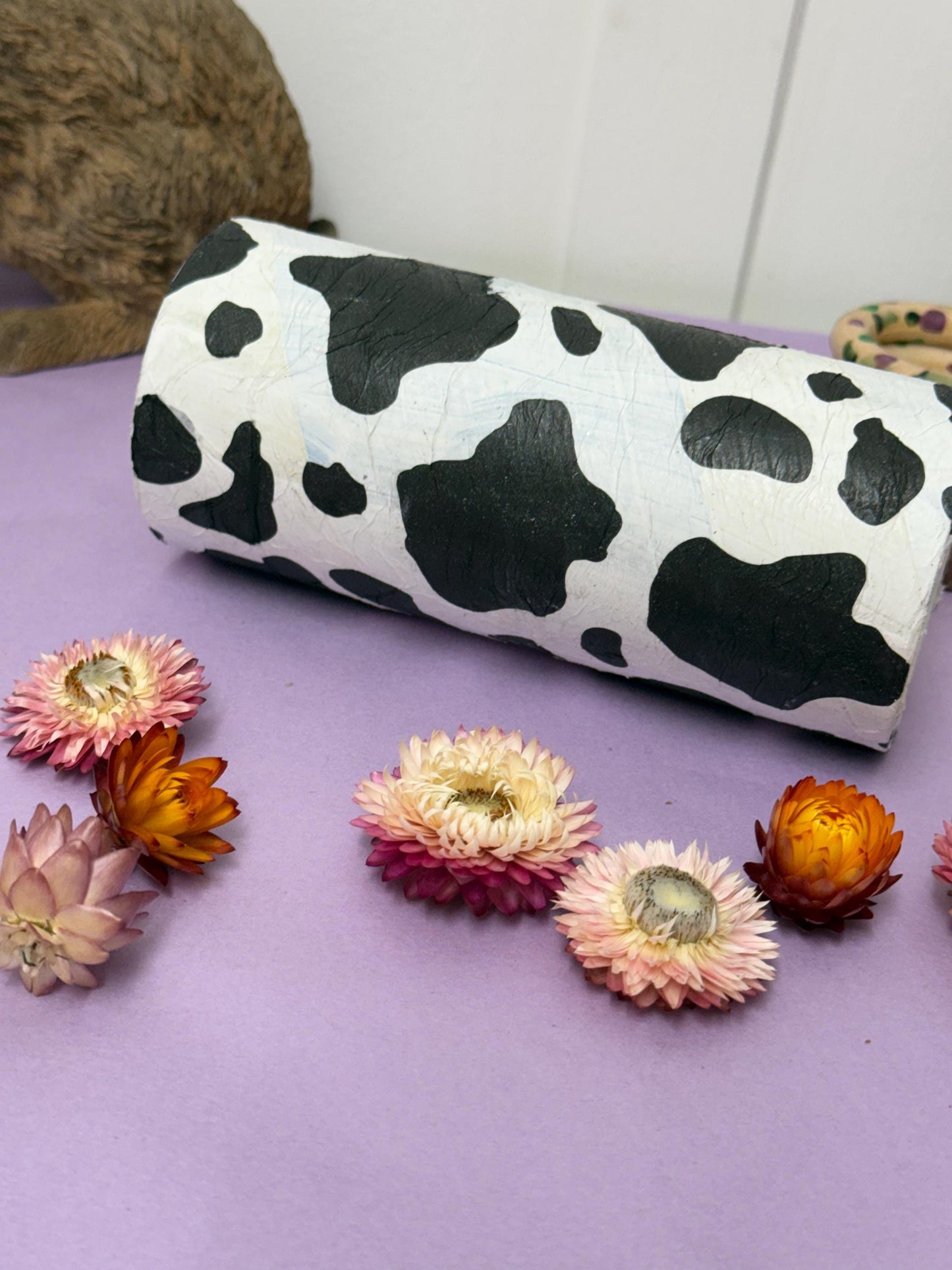 Cardboard Tube For Hamsters Animal Print Decor